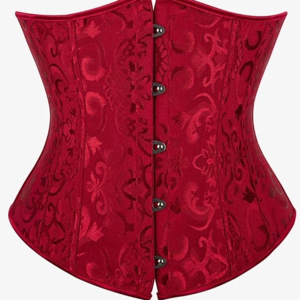 Elegant Red Corset Hooks In The Front Laces Up The Back